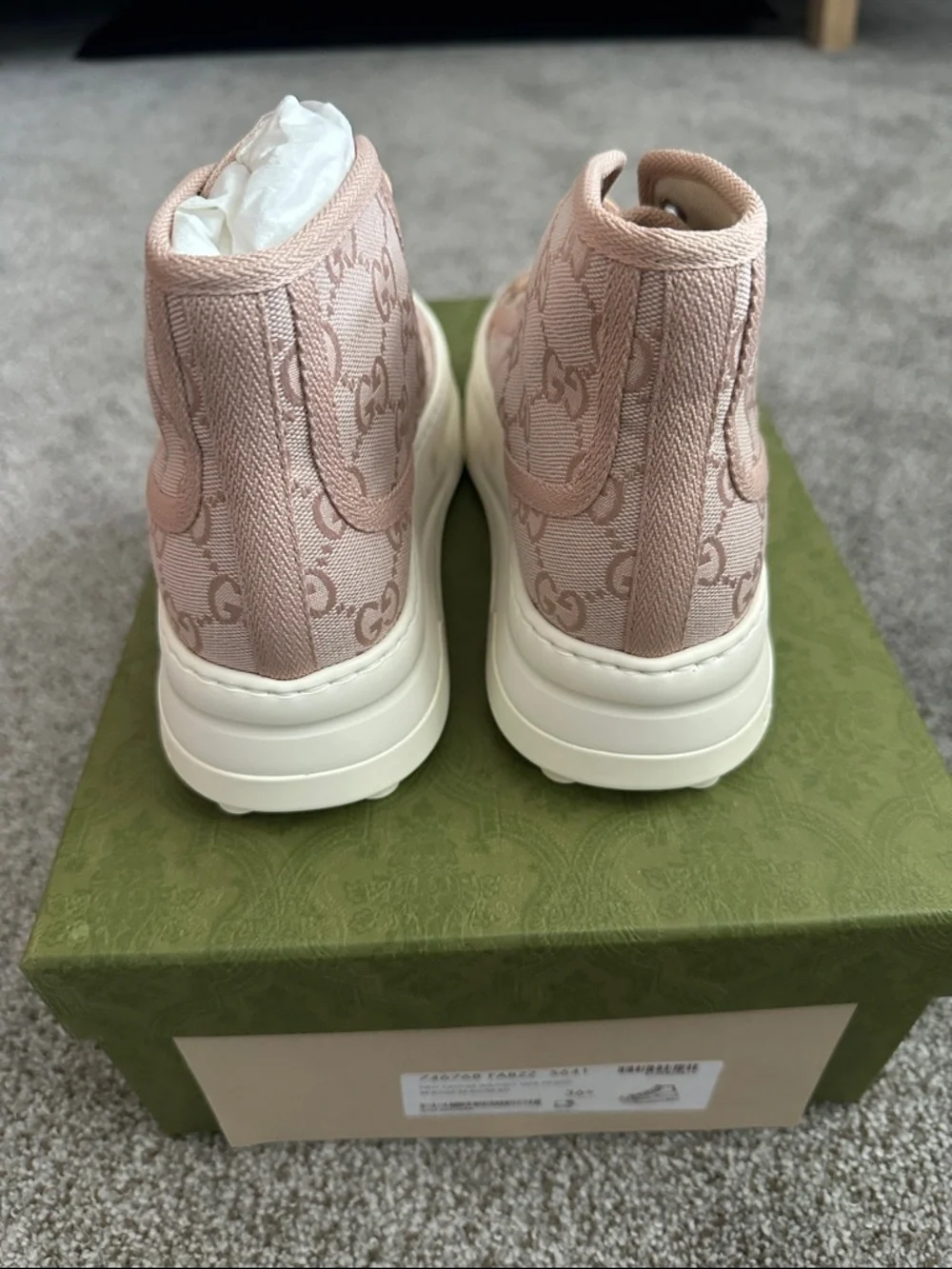Gucci Pink GG Canvas High-Top Platform Sneakers - Brand New In Box - Picture 5 of 7